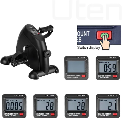 Miniatura 3 de Mini bicicleta de ejercicio, ejercitador de pedal de bicicleta Uten para debajo del escritorio, ejercitador de peddler Negro
