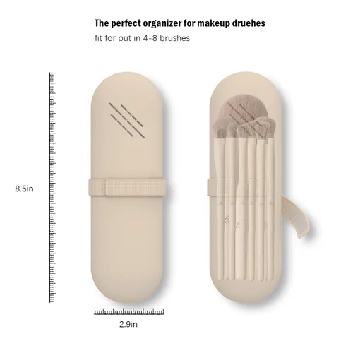 Miniatura 6 de Soporte para brochas de maquillaje de viaje, estuche organizador de maquillaje, bolsa de cosméticos, organizador de artículos de tocador, bolsa Nogal