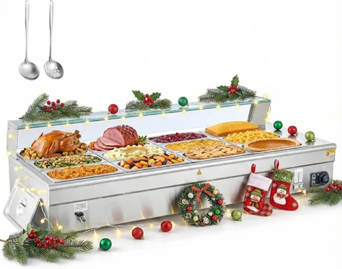 Miniatura 11 de WILPREP Calentador de alimentos comercial, calentador eléctrico de 1500 W para mostrador con control de temperatura ajustable de 86-185 °F