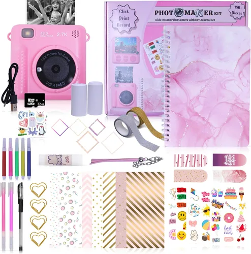 Miniatura 10 de Kit Photomaker - Cámara de impresión instantánea para niños más kit de diario DIY para niñas - 150 piezas diario y cámara para preadolescentes
