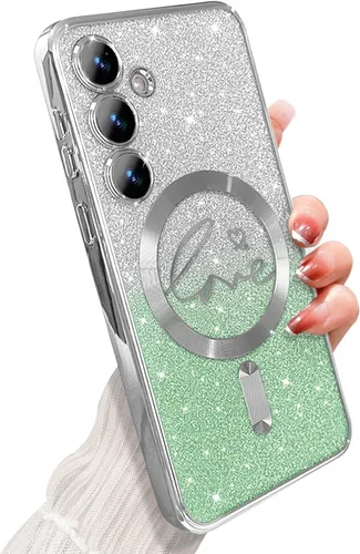 Miniatura 21 de ZONRW - Funda para Samsung Galaxy S22 Ultra magnética, para mujeres y niñas, cubierta trasera suave, lujosa, con corazón de amor, bling, degradado