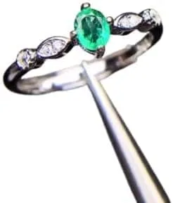 Miniatura 3 de Anillo de plata de esmeralda colombiana natural 1 ct