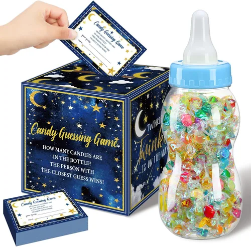 Miniatura 32 de Glenmal Juego de 52 piezas de regalo para juegos de baby shower, biberón grande para juego de ducha, adivina cuántos dulces decoraciones