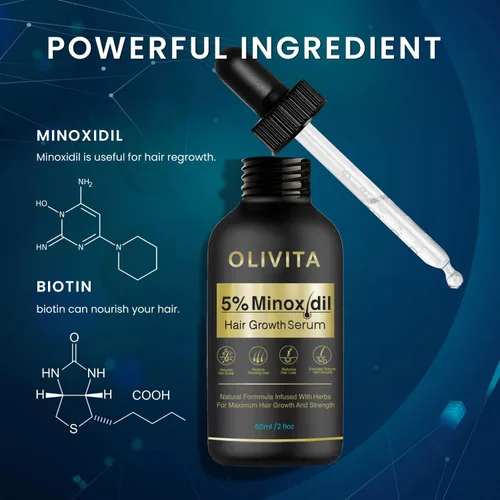 Miniatura 5 de 5 % de Minoxidil para el crecimiento del cabello para hombres y mujeres: Suero de crecimiento del cabello con biotina para la barba y la pérdida