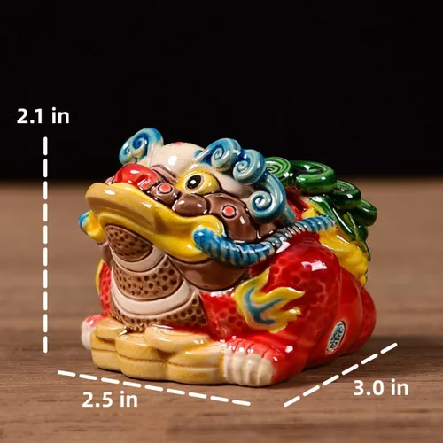 Miniatura 6 de Estatua de rana de cerámica Feng Shui, decoración de dinero, sapo de buena suerte, regalos de rana para inauguración de la casa, felicitación, atrae