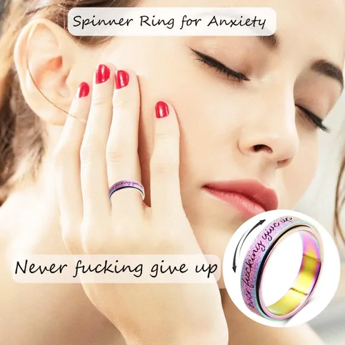 Miniatura 8 de Anillo Inicial Giratoria de Ansiedad para Mujeres Anillo de Ansiedad para Mujeres y Hombres Anillo de Pulgar para Hombres Anillo Giratoria de Plata