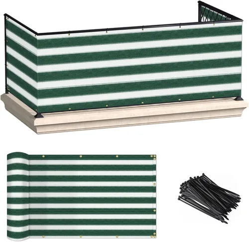 ECOOPTS Pantalla de Privacidad para Valla de Balcón de 3'x1' con Bridas, Cubierta de Valla de Protección UV para Exteriores para Balcón, Porche,