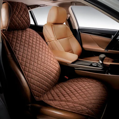 Miniatura 11 de IVICY Funda de asiento de coche de gamuza sintética para automóviles, suave y antideslizante, fundas protectoras de asiento delantero para la MARRÓN