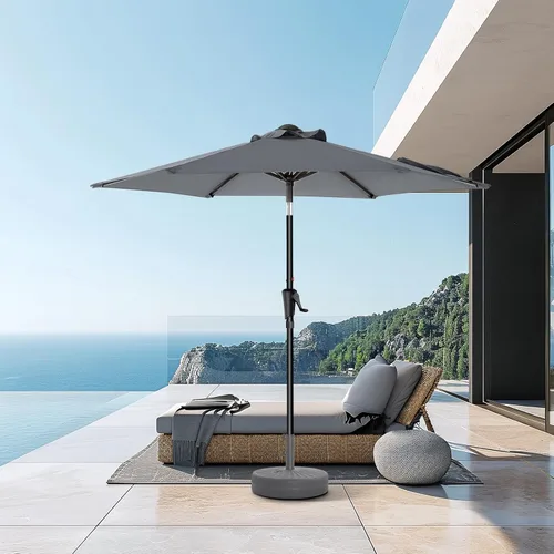 Miniatura 23 de HOMSHADE Sombrilla de patio al aire libre de 9 pies, sombrilla para mesa de mercado, piscina, terraza, protección UV UPF50+ con botón de Rojo