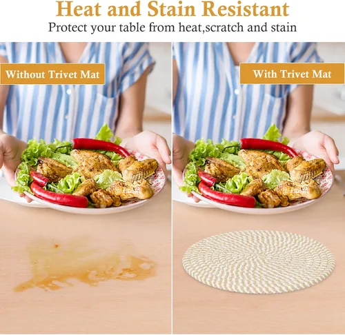 Miniatura 5 de Billbotk Salvamanteles de 8" para ollas y sartenes calientes, 6 almohadillas resistentes al calor, soportes para ollas para cocina, alfombrillas