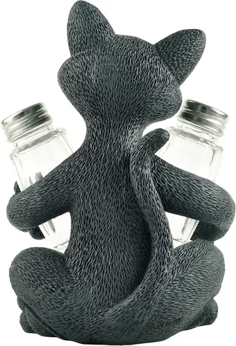 Miniatura 6 de Fantástico gato negro salero y pimentero - Bonita decoración de resina para encimera de cocina