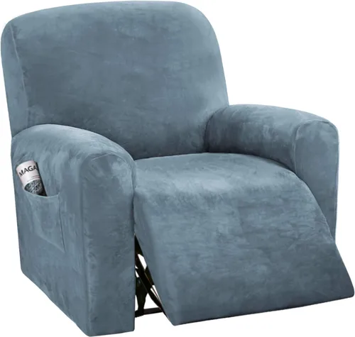 Miniatura 24 de H.VERSAILTEX Fundas elásticas de terciopelo para sillón reclinable, fundas para silla reclinable estilo de 4 piezas, funda para sillón reclinable
