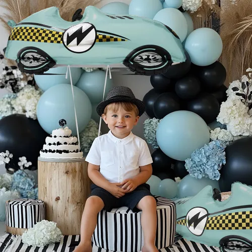 Miniatura 2 de Globos de fiesta de neumáticos negros de 30 pulgadas, globos clásicos de aluminio de Mylar para hombres y niños, decoración de fiesta de cumpleaños