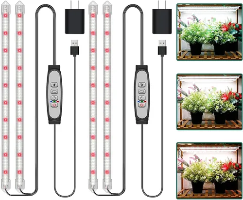 Miniatura 8 de Tiras de luz de cultivo de 2 barras para plantas de interior, luces de plantas de espectro completo de 16 pulgadas, luces de crecimiento similares