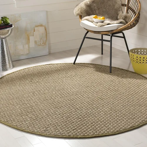 Miniatura 159 de Safavieh Natural Fiber NF114P - Alfombra redonda de hierba marina, tejido de canasta, con borde, de 244 cm, color gris Natural/ gris
