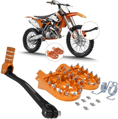 Miniatura 8 de JFG RACING Palanca de cambios plegable para motocicleta + estriberas para moto de cross CNC universal para 50cc - 125cc CRF CR XR RM KX KLX YZ TTR