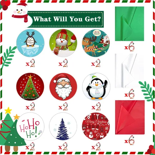 Miniatura 4 de JWSCYSY 18 Pack Bolsas de regalo de papel de Navidad con papeles de seda a granel, bolsas de regalo de Navidad medianas con diseños surtidos