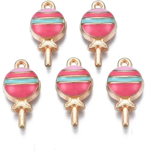 Miniatura 9 de Encantos de esmalte de postre de comida de caramelo piruleta, Metal