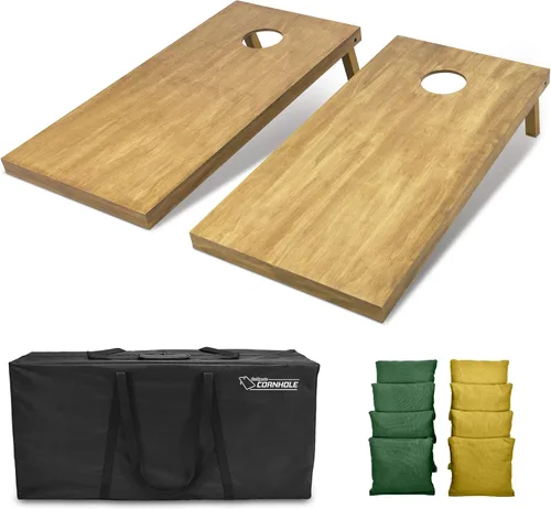 Miniatura 15 de GoSports 4 ft x 2 ft Regulation Size Wooden Cornhole Boards Set with Light Brown Finish - Includes Carrying Case and Bean Bags Negro- gris