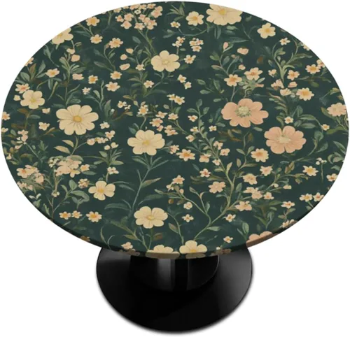 Miniatura 20 de Pardick Mantel redondo ajustable con borde elástico de 36 a 42 pulgadas, mantel ajustable para mesa redonda, mantel circular, impermeable, lavable