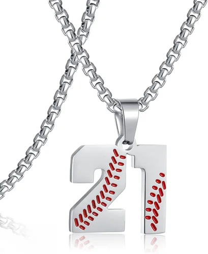 Miniatura 67 de SKQIR Colgante de número de jersey de béisbol para hombres y niños - Cadena de acero inoxidable para atletas - Negro