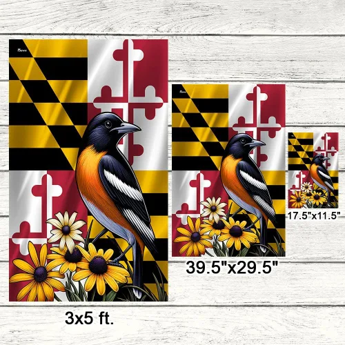 Miniatura 6 de FLAGWIX Bandera Americana - Bandera del Estado de Maryland con Oriole de Baltimore y Flor de Ojo Negro, Bandera Premium de Poliéster Decorativa