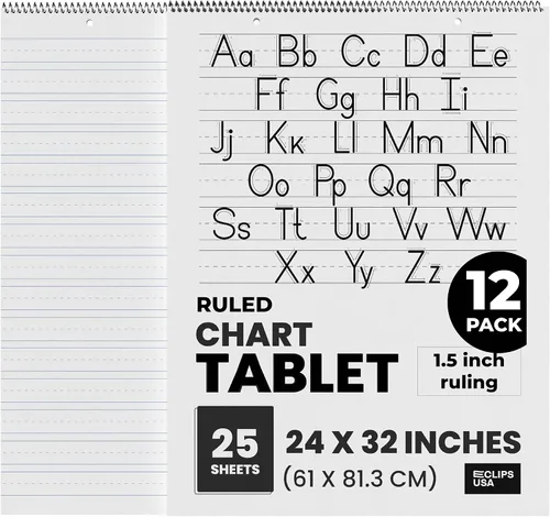 Miniatura 7 de E-CLIPS USA Papel de anclaje de papel para profesores, tableta, 24 x 32 pulgadas, rayas de 1 ½ pulgadas, 25 hojas por bloc (paquete de 3)