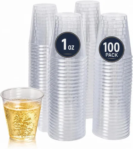100 piezas de vasos transparentes premium de 1 onza. Vasos transparentes desechables para degustación de vino, vodka, whisky, shots de gelatina,