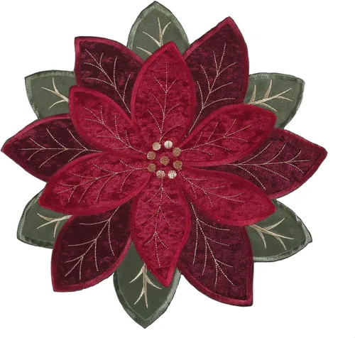 OWENIE Juego de 4 manteles individuales de Navidad, manteles individuales de Pascua con tela de terciopelo bordada y apliques, manteles individuales