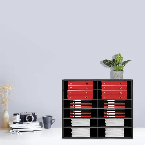 Miniatura 4 de Organizador de literatura, moderno organizador de literatura de escritorio de PVC, 12 ranuras, organizador de buzón de literatura rectangular