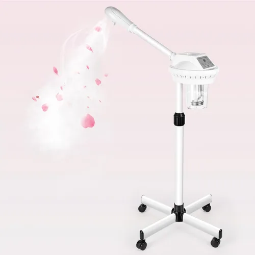Miniatura 8 de Retain time Vaporizador facial, vaporizador facial sobre ruedas con más vapor, altura ajustable para vaporizador facial adecuado para el hogar