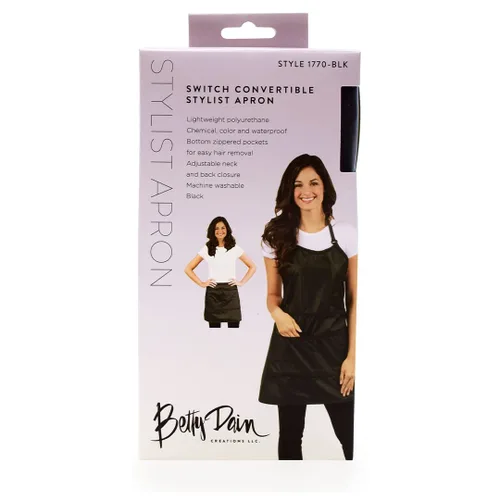 Miniatura 6 de Betty Dain Signature Switch - Delantal para estilista de peluquería y tecnología de uñas con bolsillos, delantal de cintura para cosmetología/falda