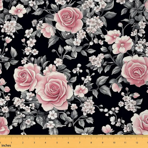 Miniatura 23 de Feelyou Tela de Flores Groovy por Yarda 1 Yarda Niños Retro Floral Boho Tela de Tapicería para Sillas para Niños Niñas Adolescentes Años 70 Hippie