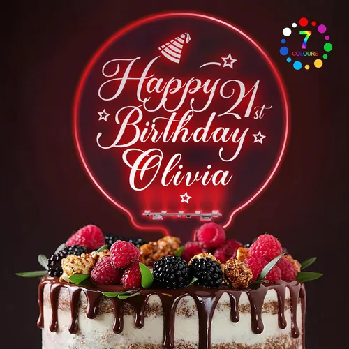 Decoración personalizada para tartas de cumpleaños, 7 colores con luz LED, decoración de pastel de fiesta de cumpleaños, decoración de pastel de