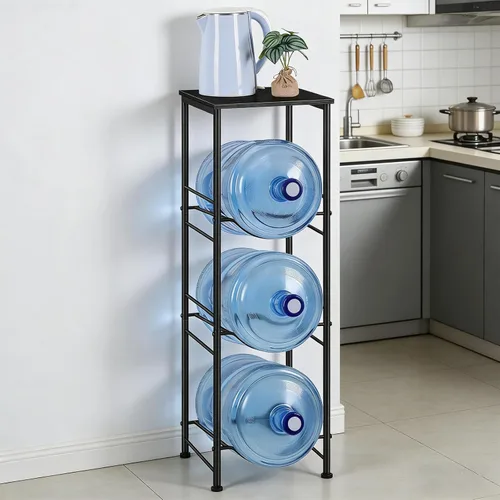 Miniatura 5 de OYEAL Soporte para Jarra de Agua de 5 Galones Organizador de Botellas de Agua con Estante, Estante de Almacenamiento de Botellas de Agua de Servicio
