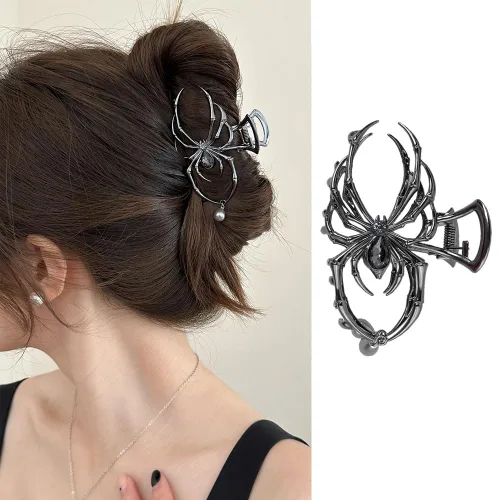 Miniatura 8 de Pinzas de pelo de aleación de calavera – Divertidas pinzas punk, agarre fuerte para cabello grueso y fino, accesorios de metal plateado