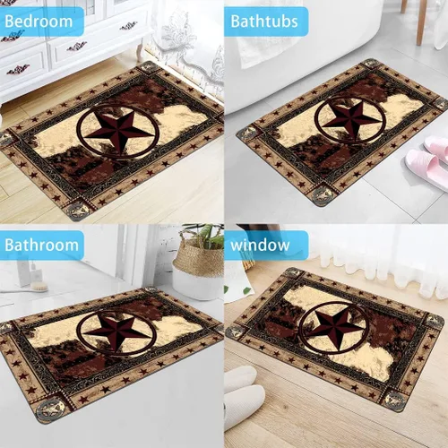 Miniatura 6 de HommomH Alfombras de baño antideslizantes, color negro, súper absorbentes, para baño, 24 x 17 pulgadas, marrón estrella del oeste de Texas