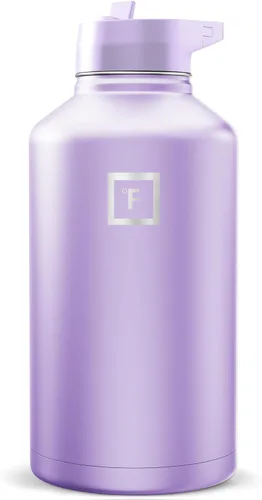 Miniatura 56 de IRON °FLASK Frasco de hidratación para acampar y senderismo con pajilla, botella de agua deportiva de acero inoxidable con aislamiento de boca Dark