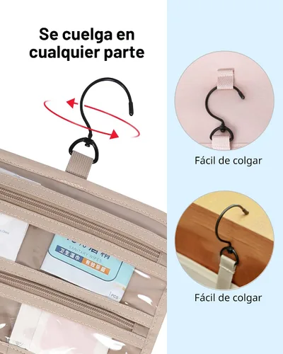 Miniatura 6 de BAGSMART Neceser de viaje colgante con organizador de maquillaje aprobado por la TSA, bolsa cosmética transparente para artículos de aseo personal