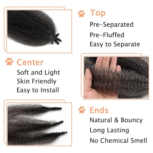 Miniatura 3 de Trenzas de pelo rizado anudadas a crochet estilo afro Marley, 12 pulgadas, pelo pre-separado y trenzado en resorte, trenzas de pelo afro rizado y 4#