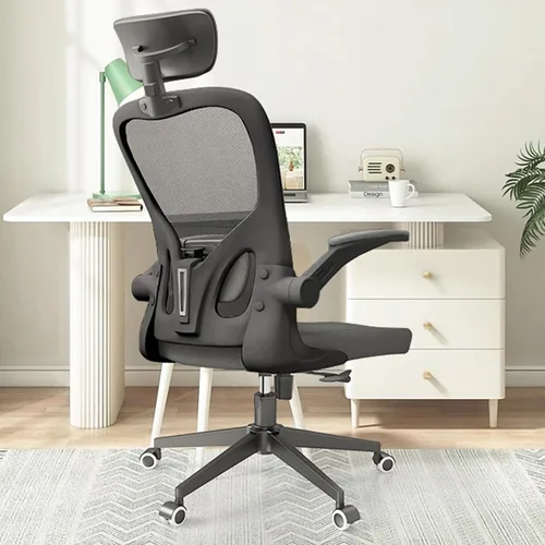 Monhey Silla de oficina negra, silla de oficina ergonómica, silla de escritorio de oficina en casa para personas grandes y altas, silla de 02all