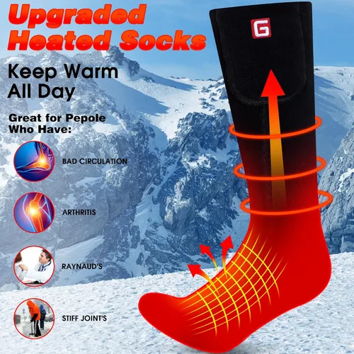 Miniatura 2 de Calcetines calefactables eléctricos para hombre, calcetines calefactables eléctricos con batería para hombre, calcetines térmicos de algodón