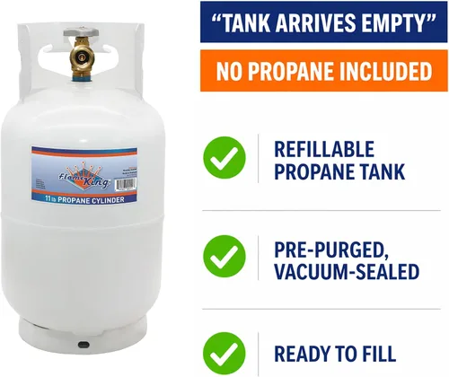 Miniatura 2 de Flame King Cilindro de tanque de propano de acero de 10 libras con válvula de dispositivo de protección contra desbordamiento tipo 1, ideal
