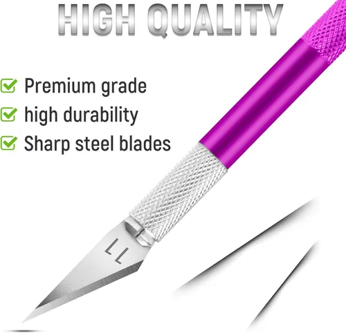 Miniatura 4 de Jetmore Juego de 10 cuchillos Exacto, cuchillo de precisión para manualidades, cuchillo de hobby, cuchillo de arte con cuchillas afiladas