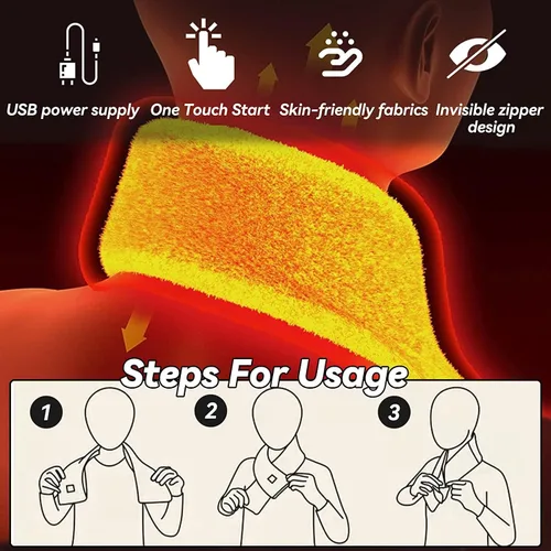 Miniatura 6 de Bufanda calefactora, bufandas térmicas ajustables para mujeres y hombres, bufanda térmica USB ajustable para el cuello, bufanda de calefacción