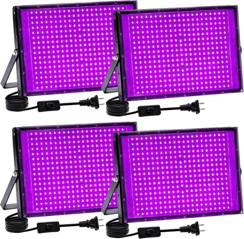 Miniatura 10 de Paquete de 2 luces negras de 100 W, luz negra LED con enchufe e interruptor de EE. UU., luces negras para brillar, sin fiesta, Halloween, pintura