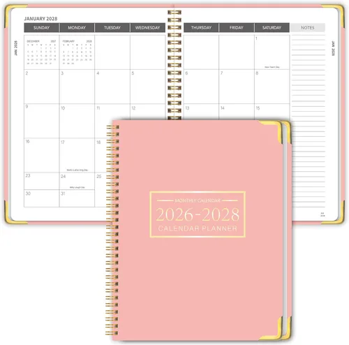 Miniatura 10 de Agenda mensual 2026-2028, calendario 2026-2028 de 36 meses, 8.5 x 11 pulgadas, enero 2026 a diciembre 2028, protectores de esquinas de metal