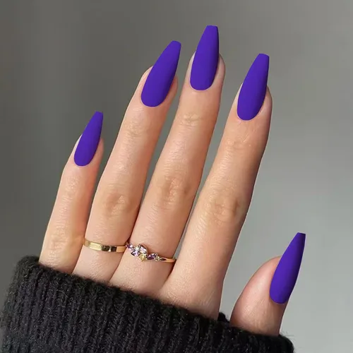 Miniatura 7 de 576 uñas postizas con forma de ballet de ataúd, uñas postizas acrílicas de cobertura completa, 24 colores con pegamento de uñas de 0.24 onzas
