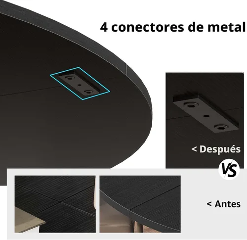 Miniatura 5 de IBF Mesa de comedor redonda negra para 4-6, mesa de cocina de 47 pulgadas con superficie amplia, mesa de comedor circular moderna, mesa de madera