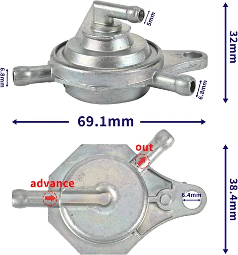 Miniatura 4 de Trkimal Bomba de combustible de vacío de tres cabezales Petcock + filtro de combustible de gas, tubo, tubo, clips de resorte para GY6 50cc 150cc